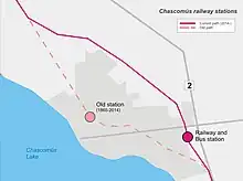 Ubicación de ambas estaciones ferroviarias en Chascomús.