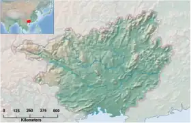 Fusui ubicada en Guangxi