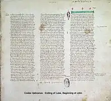 Uncial del Codex Vaticanus (siglo IV)