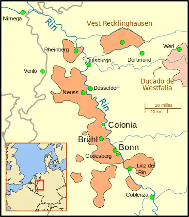 Map showing territory of the Electorate, with inset map showing location of Electorate in northern Europe