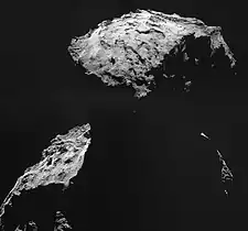 Vista del cometa desde Rosetta el 30 de octubre de 2014.