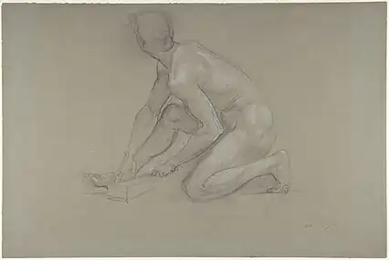 Figura desnuda masculina acuclillada, en el Museo Metropolitano de Arte, 1864–74.