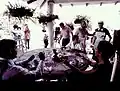 Rodaje de la escena del desayuno en la casa de la chica, de la película La balada de una moto