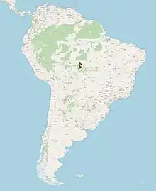 Mapa del área de distribución de U. longidorsalis en Brasil según la UICN (2024).