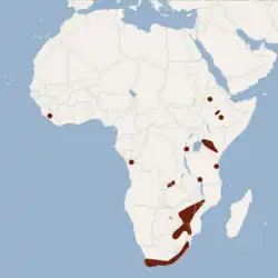 Distribución de Myotis tricolor