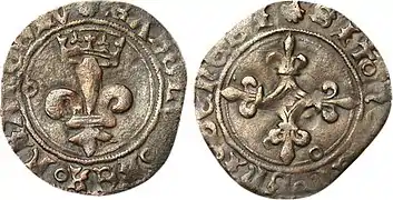 Doble tournois o niquet bajo Carlos VIII.