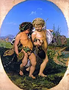 Baco y Cupido borrachos.
