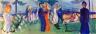 Baile junto al mar (1906/07), temple sobre lienzo, 90 × 247,5&nbsp;cm, Museo Munch de Oslo.