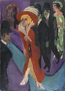 Calle con buscona de rojo, 1914-1925. Museo Thyssen Bornemisza.