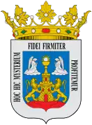 Escudo heráldico de Lugo con corona real abierta (anterior a 1942).