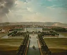 Pintura del château en el siglo&nbsp;XVIII (vista desde los jardines), artista anónimo, conservado en el Museo loreno de Nancy