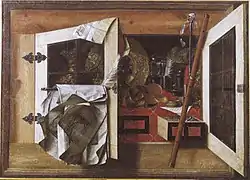 Bodegón trompe l'oeil con objetos en un armario (c. 1675), Schloss Fasanerie, Eichenzell