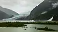 Vista del glaciar y la contigua cascada Nugget (2017).
