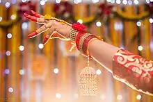 A Bengali Muslim Bride's hand on her Gaye Holud, Bangladesh
