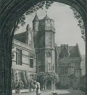 El Hôtel de Cluny con su observatorio a principios del siglo&nbsp;XIX