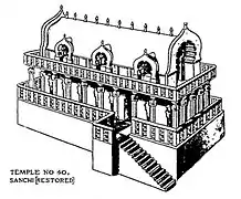 Ilustración del templo n.º 40 en Sanchi, fechada en el siglo III&nbsp;a.&nbsp;C.