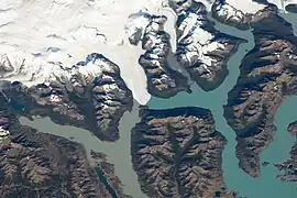 Foto satelital del glaciar. Año 2012.