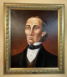 Isidoro de Antillón en un lienzo de la Biblioteca Municipal que lleva su nombre en su pueblo natal Santa Eulalia del Campo (Teruel)