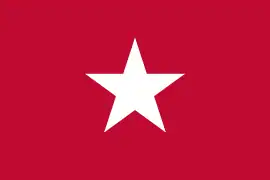 1819–1821  Una de las banderas de la Expedición Long, a veces llamada la "Segunda República de Texas", de 1819 a 1821. Esta bandera era conocida como la Bandera de Jane Long , llamada así en honor a la esposa de James Long. Esta es también la primera bandera con la Estrella Solitaria de Texas.