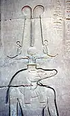 Relieve de Kom Ombo que muestra a Sobek con atributos solares