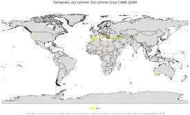 Localización del clima mediterráneo típico (Csa)