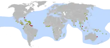 Distribución de D. coriacea[cita&nbsp;requerida]