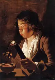 Lievens: El fuego (1668), en la serie dedicada a los cuatro elementos. Galería Nacional de Kassel.