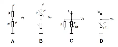 Figura 1: Circuitos de linealizacion de un termistor NTC...