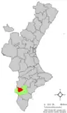 Localización de Monóvar respecto a la Comunidad Valenciana