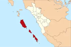 El kabupaten de Kepulauan Mentawa (mapa de la provincia de Sumatra Occidental