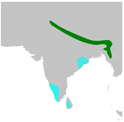 Zona de cría en verde y zonas de invernada en azul