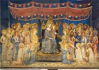 Maestá, fresco en el Palazzo Pubblico de Siena, de Simone Martini, 1315-1321.