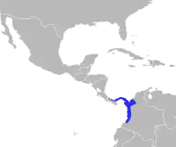 Distribución geográfica del saltarín cuellidorado.