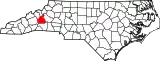 Mapa de Carolina del Norte con la ubicación del condado de McDowell