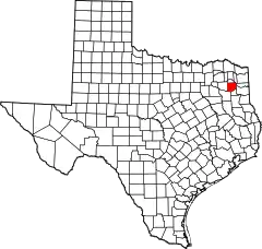 Map of Texas highlighting Upshur County