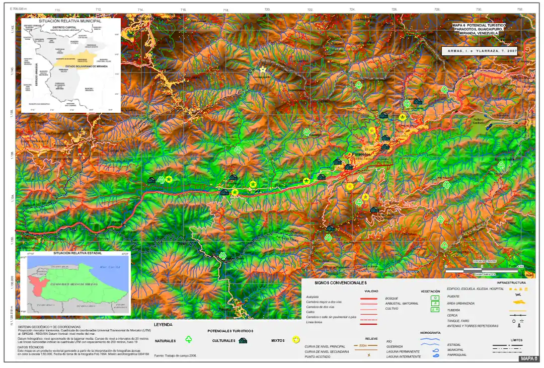 MAPA 6&nbsp; POTENCIAL TURÍSTICO PARACOTOS, GUAICAIPURO, MIRANDA, VENEZUELA.