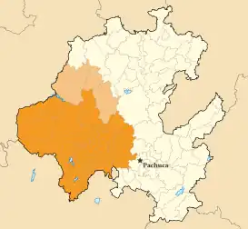&nbsp;&nbsp;&nbsp;&nbsp;&nbsp;Mapa del Valle del Mezquital con base en la división política municipal.&nbsp;&nbsp;&nbsp;&nbsp;&nbsp;Municipios a veces incluidos: Cardonal, Nicolás Flores, y Zimapán.