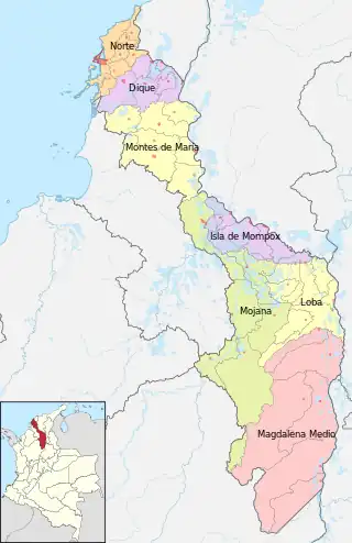 Subregiones de Bolívar