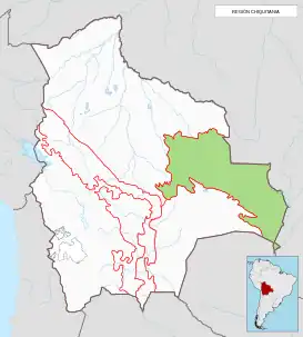 Ubicación de la región en Bolivia