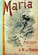Portada de la novela María de Jorge Isaacs publicada en 1897 por Éditions Mateu. Prólogo de José María de Pereda