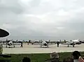 Los tres aviones TB-30 Epsilon en tierra.