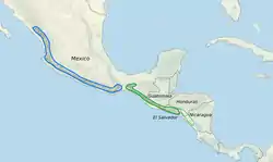 Meiracyllium área de distribuciónazul: Meiracyllium gemma verde: Meiracyllium trinasutum