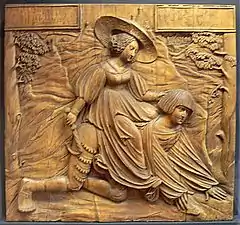Aristóteles y Filis, del Maestro de Ottobeuren, madera, 1523.