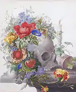Vanitas con calavera sobre una lámina de mármol (1698), Westfries Museum, Hoorn