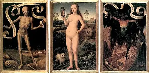 Tríptico de la vanidad terrenal de Hans Memling (c.&nbsp;1485)
