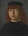 Retrato de caballero, temple y óleo sobre tabla. 31.1 x 24.8&nbsp;cm. Atribuido al círculo de Mocetto.