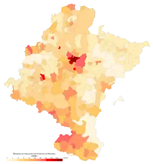 Densidad de población por municipio (2018)