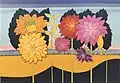 Paisaje con flores y canario, óleo, 1995