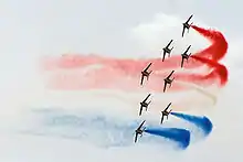 Patrulla de Francia en una vuelta tricolor en Radom Air Show 2005.