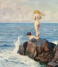 Jóvenes bañándose en los acantilados, 1878-1934. Óleo sobre lienzo,65 x 57&nbsp;cm.